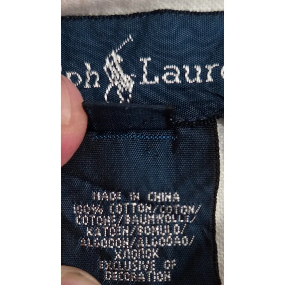 Ralph Lauren Boys Size 8 White Solid Cotton Button-Down Logo Long Sleeve Shirt